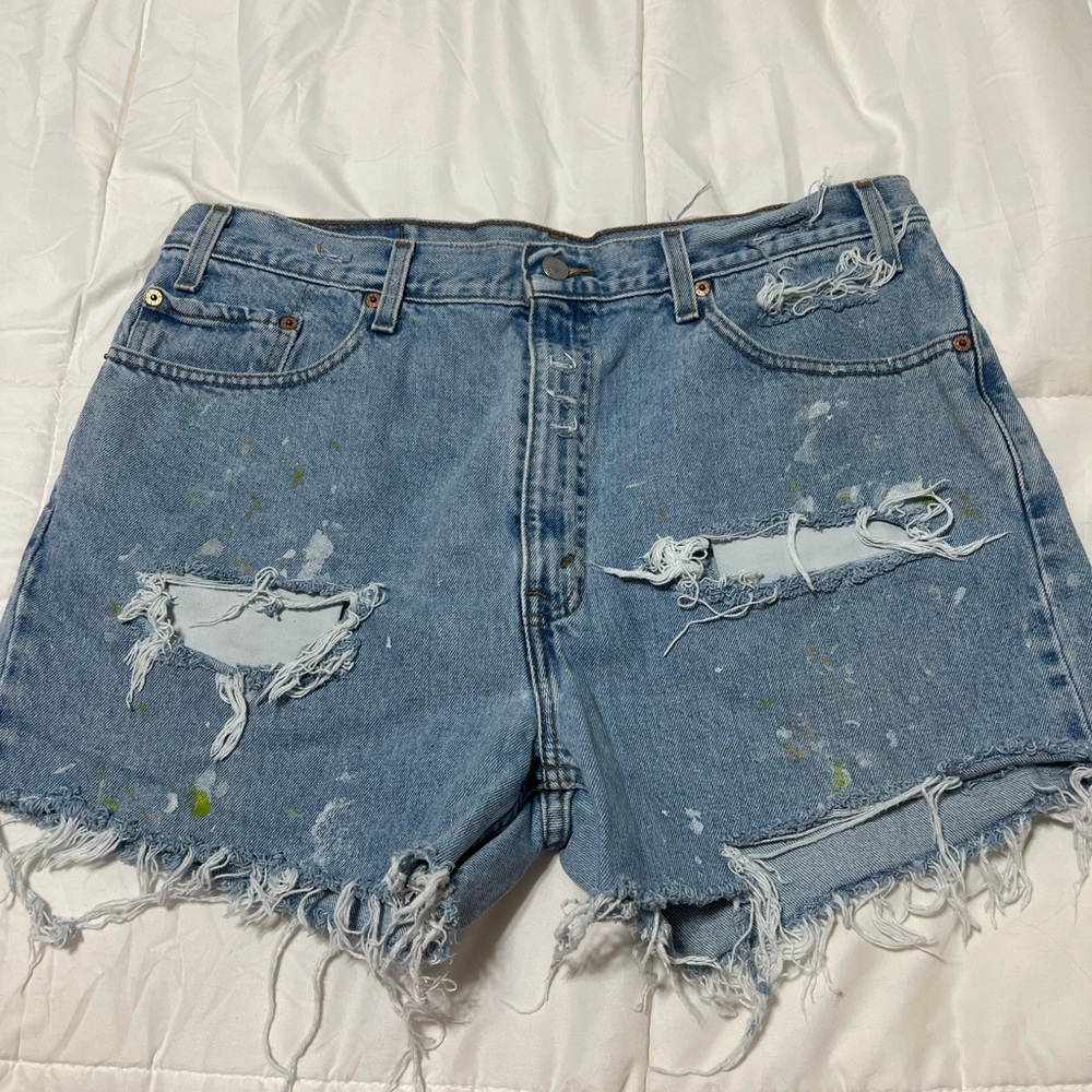 Levi’s 505 handmade distressed jean shorts high rise